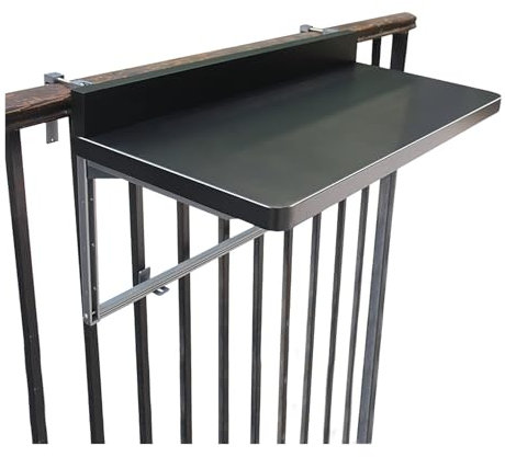 Table De Balcon Suspendue, Barre De Table De Balcon Pour Balustrade, Table Balcon Rabattable, Table Pliante Balcon Hauteure Réglable Table Balustrade Terrasse Pour Jardin Bureau Patio(Black,120*39cm)