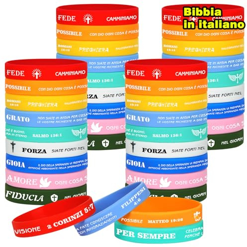 HONTIUS 8'' Braccialetti In Gomma Bibbia, 36 Pezzi Braccialetti In Silicone con Versi Biblici, Vuoto Elastici d'ispirazione Religiosi di Gomma per Scuola Insegnante Squadra Festa Natale Pasqua B
