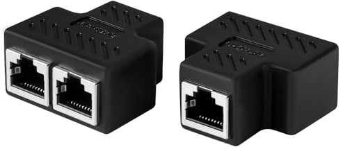 AXFEE 2 Stück LAN Splitter Verteiler, RJ45 Splitter, RJ45 Kupplung 1 auf 2 Gleichzeitig Adapter, Ethernet Netzwerk Verlängerungen Adapter für Cat5 Cat5e Cat6 Cat6e Cat7 Cat8