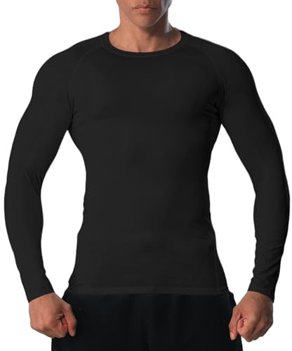 VanKee Camicie a Manica Lunga Compressione Uomo Top Running Tops Sweat Wicking Rapidamente Dry Base Layer Top Manica Lunga per Running Sports Palestra