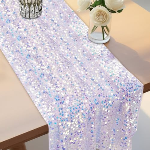 Ranjima Bordslöpare glitter, 63 x 300 cm tylltyg, bordslöpare bordsband bord löpare för sjöjungfru paljetter lämplig för fest dekoration födelsedag bröllop, jul inskolningsdekoration