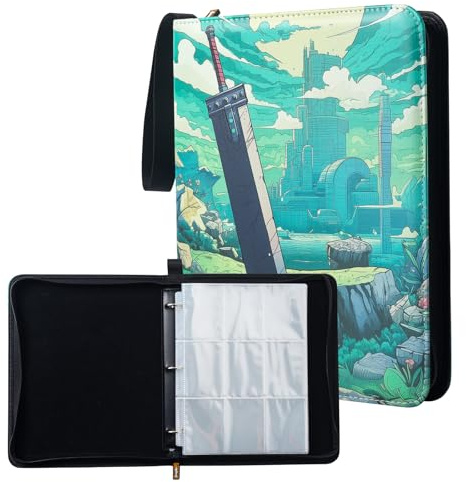 Ampleer MTG FF - Carpeta para tarjetas coleccionables de 9 bolsillos, piel sintética, con cremallera, 900 ranuras, fundas transparentes para tarjetas deportivas de béisbol TCG, colección de exhibición