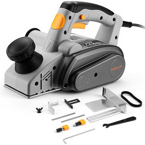 DEKOPRO Rabot Electrique 800W Largeur de Rabot 82 mm, Raboteuse Bois 16000 RPM Profondeur de Rabotage 3 mm, pour le Bricolage et le Travail du Bois