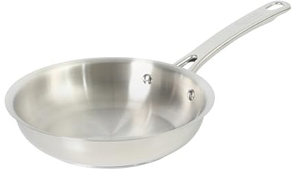 Sur La Table Kitchen Essentials Chef's Deck 8-Inch Stainless Steel Frying Pan – Induction Ready Skillet with Tri-Ply Base, Polished Finish & Hollow Stay-Cool Handle