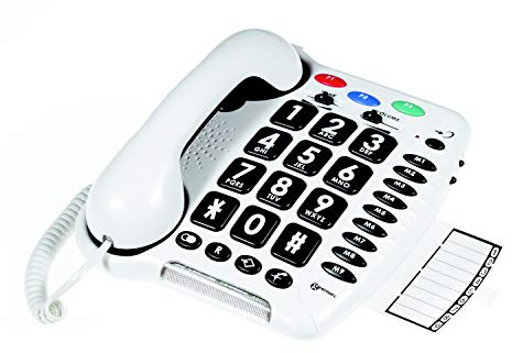 Geemarc CL100 - Big Button Corded Telephone with Loud Receiving Volume and One-touch Memories for Seniors - Hearing Aid Compatible - Low to Medium Hearing Loss - UK Version
