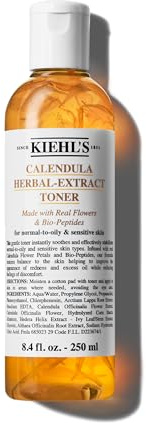 KIEHL'S Calendula Herbal Extract Toner, alkoholfreies Gesichtswasser auf Basis von Ringelblumen, beruhigende Gesichtspflege für normale bis fettige Haut, 250ml