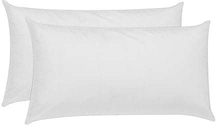 PIKOLIN Set 2 Cuscini Letto Matrimoniale in Fibra Ipoallergenica - Guanciale Letto con Fodera in Cotone Traspirante e Lavabile con Trattamento Antiacaro - Bassa Rigidità - 75 x 40 cm