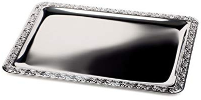 APS Tablett SCHÖNER Essen - Edelstahl Tablett mit Dekorrand, 63,5 x 44,5 cm, rechteckig
