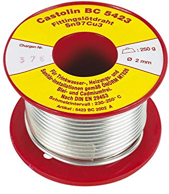 Castolin 5423 BC 0250D Fittingslötdraht, Inhalt 250 g Durchmesser 2.5 mm