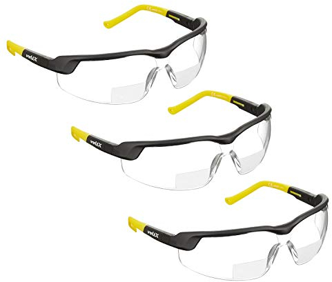 voltX 3 x GT ADJUSTABLE' (2020 model) Gafas de seguridad de lectura bifocales adjustables, (TRANSPARENTE dioptria +2.0) Certificado CE EN166FT, Revestimiento antiempañamiento, Lentes UV 400