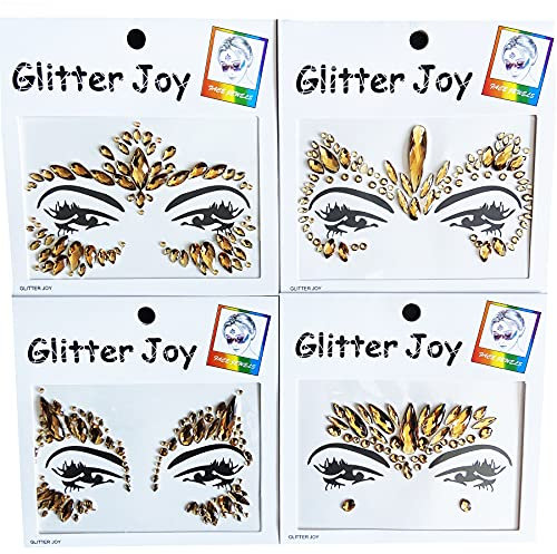 Leoars Gioielli con strass per il viso, gioielli per il viso, gioielli per festival, gemme per il viso, gemme per il corpo, bindi, tatuaggi temporanei per il viso per rave, caffè chiaro