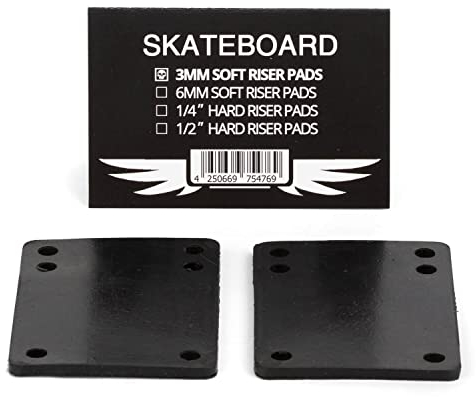 Skateboard Hardware Soft Riser Pads 3mm schwarz - Longboard Shock-Pads zur Achsen Montage