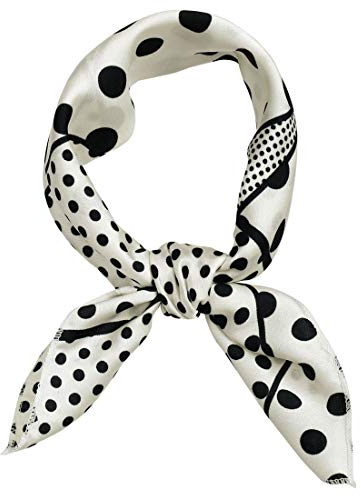 sourcing map Damen Vintage Quadratischer Schals Kopf Hals Polka Dots Schal Halstuch Schwarz Weiß M