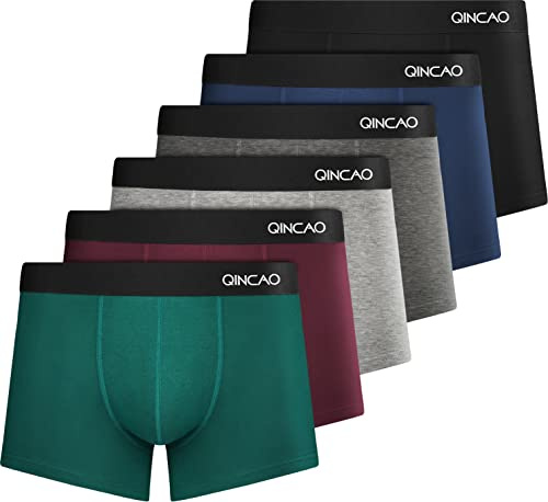 QINCAO Boxers Homme Lot de 6 Coton sous-vêtement Fitted Trunk Caleçons Ultra Doux Confortale,Multicolore ×6,XXL