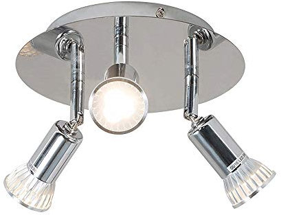 GU10 3 Way Round Plate Led Ceiling Spotlight for Bathroom, Kitchen Waterproof, Polished Chrome Led Surface Mounted Bathroom Light Ceiling, Rotatable Spotbars Lamp