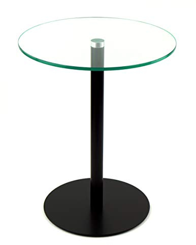 freeroom24 Designer Beistelltisch Glas Schwarz Matt 40x40x70cm - Wohnzimmertisch - Stabiler Couchtisch - praktischer Coffee Table rund - Kleiner Kaffeetisch - Glastisch - Sofatisch - Made in Germany
