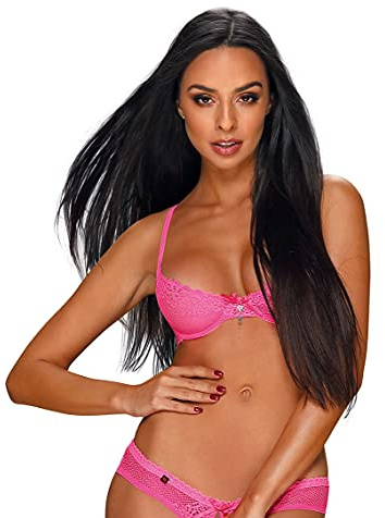 Selente Love & Fun förförisk flerdelad damunderkläder set av behå, vid behov. Magbälte, tanga och satinögonbindel, tillverkad i EU, ROSA, L-XL