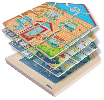 beleduc Lagenpuzzle Zuhause - Kinder-Puzzle ab 4 Jahre Holzpuzzle