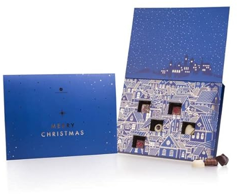 Adventskalender Schokolade - Weihnachtskalender mit 24 belgischen Pralinen, ohne Alkohol - Geschenkidee Kinder, Adventskalender Schokolade ohne Alkohol
