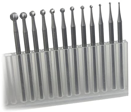Luo ke 12 Pcs Round Shape Ball Burr Set - 3/32'' Shank Jewelry Making Burs Round Ball Shape Engraving Bits for Lapidary (008-040)