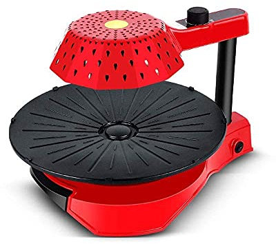 Samnuerly Parrilla eléctrica infrarroja para Barbacoa, Placa Caliente halógena de rotación automática, Bandeja para Parrilla de Mesa para Barbacoa, Antiadherente sin Humo para Interior Redondo