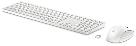 HP 650 Combo Teclado y Ratón Inalámbricos (Puerto USB-A, 2.4 GHz, 20 Teclas Programables, Receptor USB, 4 LED, Bateria de Larga Duración) QWERTY Español, Color Blanco