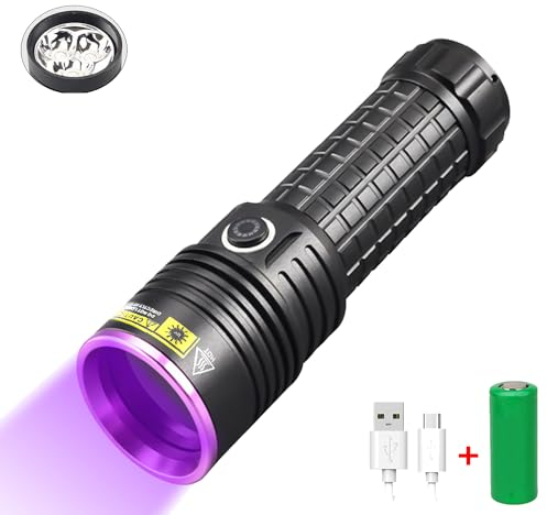 VASTFIRE UV Taschenlampe LED Taschenlampe 30W 3 UV Ultra Violett Schwarzlicht Wasserdicht 365nm UV Licht Superhell für Inspektion Haustier Urin Erkennung Inklusive Zubehör 8000mah Batterien