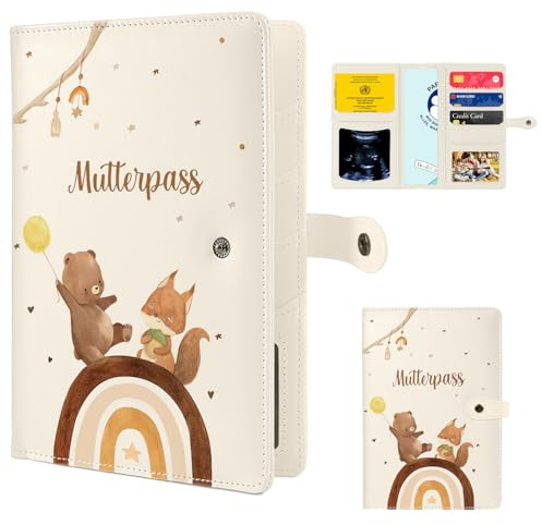 Mngevcy Mutterpasshülle aus Kunstleder, Mutterpass Schutzhülle mit 9 Fächern, Mutterpasshüllen zur Aufbewahrung von Versicherungskarten, Ultraschallbildern&Impfpass