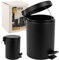 KARL HAUSMANN Kosmetikeimer Bad - 3L - Schwarz - Bad Mülleimer Edelstahl - Badezimmer Mülleimer mit Deckel und Öffnungsmechanismus Pedal -Badmülleimer Klein für Bad & WC - Bad abfalleimer - Treteimer