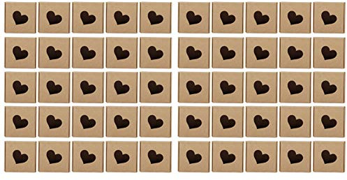 KooingTech 50 Pack 6.5x6.5x3 cm Kraftpapierboxen Herzförmigem Herzbox, Herz Box Geschenkbox Für Pralinenschachtel Schmuck Speicher Display, Geburtstag, Ostern, Muttertag