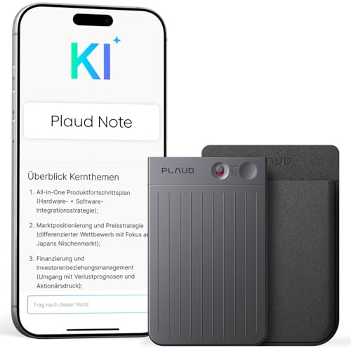 Plaud Note Enregistreur Vocal IA avec Étui, Dictaphone et Enregistreur Vocal Numérique, Contrôle Via App, Transcription et Résumé IA, Team Plan, 112 Langues Conçu pour Conférences, Réunions et Appels