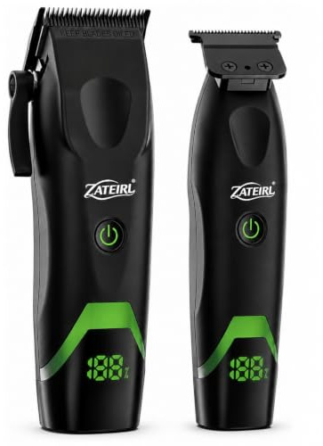Cortapelos profesional para hombre, inalámbrico, con cuchillas de precisión, carga USB, juego de peines guía, para hombres y mujeres, color negro