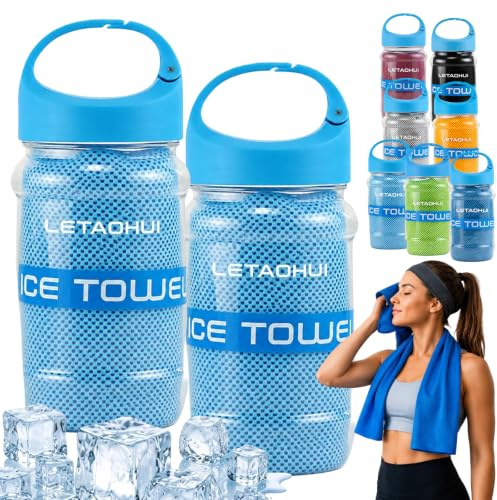 2PCS Cooling Towel (40x12), Cooling Towels for Hot Weather, Microfiber Ice Cool Towel for Neck, Gym Towels for Men & Women, Sports Gift for Golf, Tennis, Running, Marathon Runner, Triathlon, Fitness