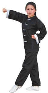 Tiger Claw Kung Fu Uniform - Black with White Trim - Size 5