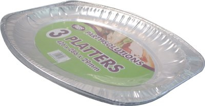 PPS 3 x ALUMINIUM FOIL PLATTER TRAY - 44cm x 29cm disposable foil catering serving dish