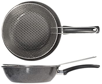 Magefesa Parma - Sartén freidora con cestillo 26cm, recubrimiento esmaltado, limpieza lavavajillas apta para cocinas de gas, vitrocerámica y gas, Fabricada en España
