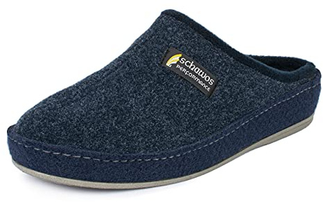 Schawos Zapatillas de estar por casa de fieltro para hombre, de calidad, fabricadas en Alemania, con plantilla anatómica y amortiguación activa del talón
