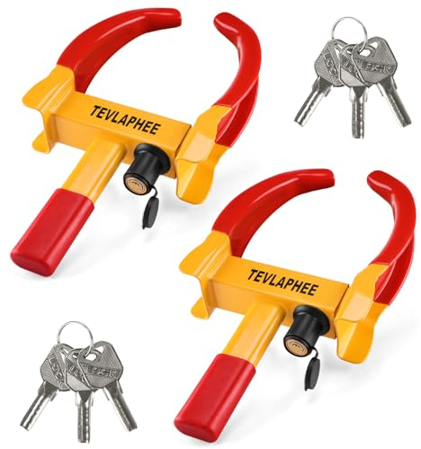 Tevlaphee Wheel Clamp Lock 2-Pack Heavy Duty Anti-Theft, Adjustable Security for Cars, Vans, Motorhomes (Fits 7-11 Tyres), Weatherproof & Vandal-Resistant Design (Black&Yellow)