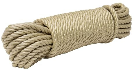 WERKA PRO Corde en Polypropylène Résistante aux Intempéries, Longueur 25 m, Utilisation Universelle pour Bricolage et Jardinage, Bonne Résistance à l'Humidité, Ø 14 mm, Beige