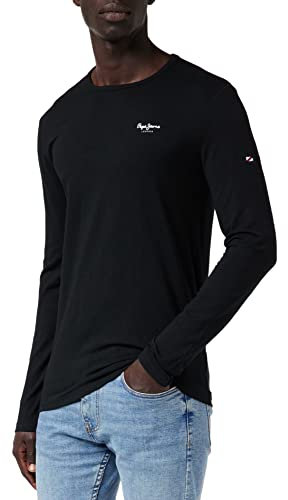Pepe Jeans Original Basic Camiseta para Hombre Slim Fit Manga Larga Negro, M