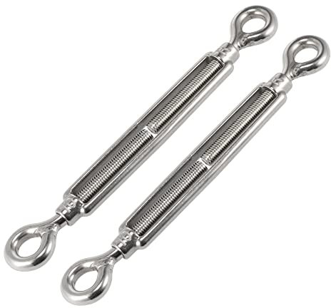 X AUTOHAUX 2pcs M10 10mm OO Type Car Eye Turnbuckle Rigging 304 Stainless Steel