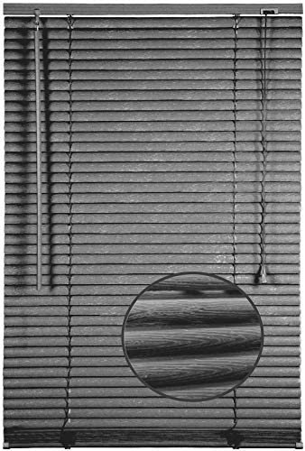 Ruby Deals PVC Venetian Blind Blinds Window 25mm Thin Slats Kitchen Window Blinds Treatments Easy Fit Curtains Trimmable Fittings Home Office(Grey Embossed 60W x 150H cm)