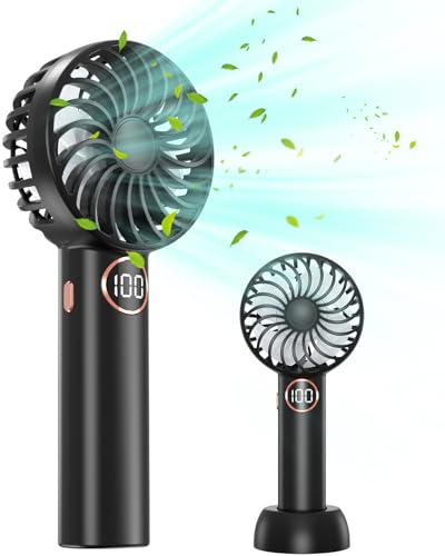 AOSTOK Ventilateur Portatif, Batterie Intégrée De 4000 Mah, 5 Niveaux De Réglage, Rechargeable Par Usb, Avec Socle, Peut Être Porté Autour Du Cou, Tenu à La Main Ou Posé Sur Une Table