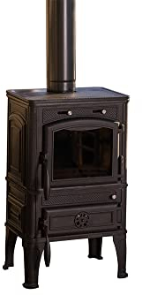 FUNDICIO - Poêle à bois LAVA 12,5 kW | Style classique, triple combustion, verre KERAGLASS, Classe A+ | Chauffe jusqu’à 250 m³, structure 100% fonte