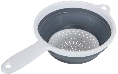LIDOUK Passoire alimentaire pliable avec poignée, blanc et gris