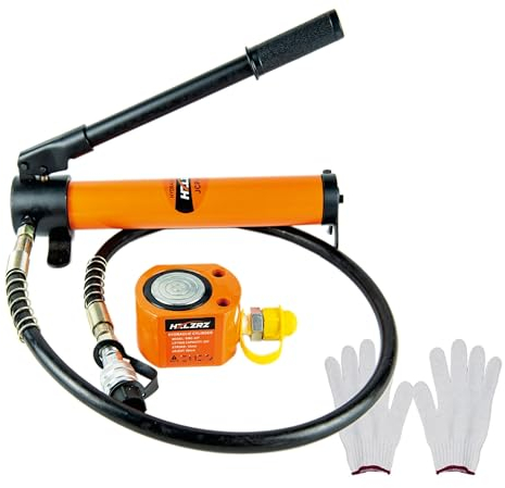 HZLZRZ 10 ton hydrauliskt cylinderuttag med CP-180 manuell hydraulisk handpump och Porta Power Kit – industriell mini hydraulisk pumpcylinder för maskiner och varvsbyggnad (RMC/101)