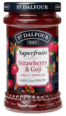 St Dalfour SUPERFRUITS FRESA & GOJI | Fruta triturada | Mermelada natural 340gr | 100% fruta sin azúcares añadidos