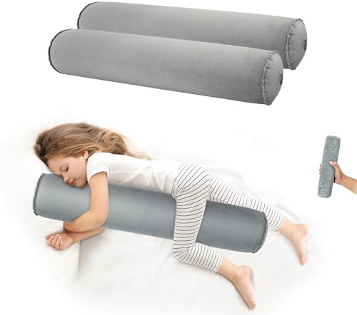 EULANT 2 Pezzo Cuscino Gonfiabile per Dormire sul Fianco, Morbido Cuscino per Dormire Lateralmente, Cuscino Cervicale Lungo Rotondo, Cuscino per Adulti e Bambini, Compatto & Gonfiabile, 90x20cm