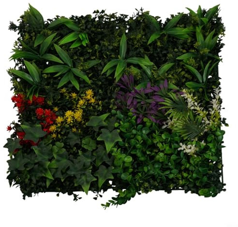 Paneles de pared de plantas artificiales, paneles de setos de hojas artificiales, setos verdes, hiedra, privacidad para valla de pared, decoración de pared para el hogar, jardín al aire libre (A)