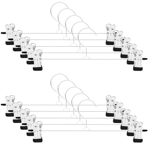Binnan 10 Pezzi Grucce Appendiabiti, Hangers, Grucce con Pinze Appendiabiti 30cm, Grucce Pantaloni Salvaspazio, Grucce per Gonne, per Pantaloni, Calzini, Gonne e Jeans
